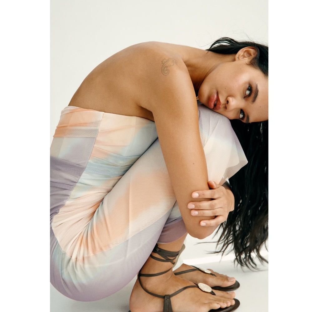 Zara STRAPLESS PRINTED TULLE DRESS - Picture 5 of 16